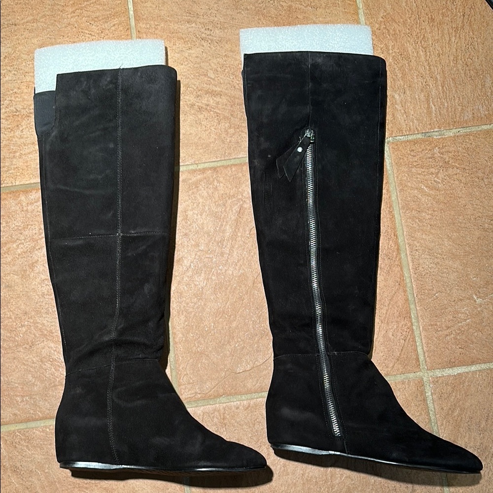Tahari Black Over the Knee Boots with Side Zipper